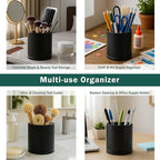 D'vine Dev 360° Rotating Utensil Holder – 5" Kitchen Utensil Crock for Countertop, Modern Cooking Tool Organizer for Kitchen Storage & Décor, Black, 72-X-B-1