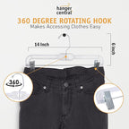 Hanger Central Premium 14 Inch Clear Pants Hangers with Adjustable Clips - 12 Pack Space-Saving Skirt Hangers - Non-Slip Heavy Duty Plastic Closet Organizers with 360° Swivel Hook