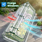 Quictent Raised Garden Bed with Cover Outdoor Galvanized Metal Planter Box Kit, w/ 2 Large Screen Windows Mini Greenhouse 20pcs T Tags 1 Pair of Gloves Included for Growing Vegetables 6x3x1ft (Clear)
