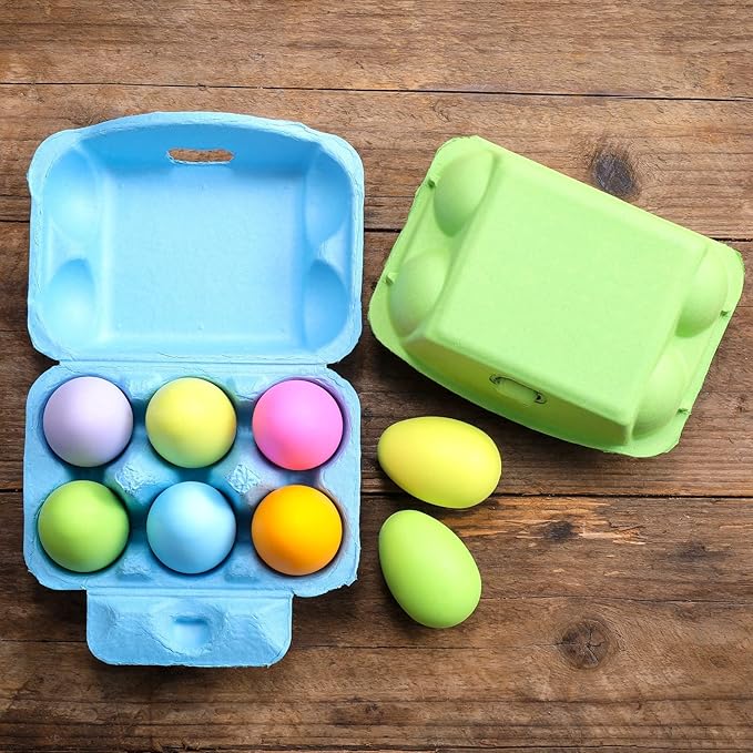 Colored Half Dozen Egg Cartons 20 Pcs Set, Natural Pulp Paper Egg Cartons 6 Count for Chicken Eggs Reusable, Blank Colorful Easter 5 Color Storage Tray for Hold Up to Six 6 Egg Holder Basket Cardboard