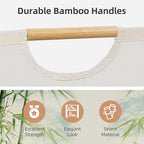 STORAGE MANIAC 3-Pack Large Laundry Hamper, 100L (26.4 Gal) Collapsible Laundry Basket with Bamboo Handles, Freestanding Waterproof Clothes Hamper for Laundry Room, Bedroom, Dorm, Towels, Toys, White