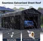 12x20FT Heavy Duty Metal Carport, Outdoor Carport with Galvanized Steel Frame and Roof, Multi-Use Car Garage Shelter with Removable Sidewalls, Enclosed for Cars, Pickup, Tractors, Tools, Gray