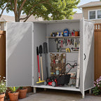 Patiowell Plastic Outdoor Storage Shed with Floor, 5 x 3 FT Patio Outdoor Storage Cabinet with Stable Roof & Lockable Doors, Waterproof Resin Shed for Tools, Patio Furnitrue Accessories, Light Gray