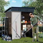 COMHOMA Shed Outdoor Storage Shed Metal,Lockable Doors Tool Sheds with Sloping Roof,Steel Garden Shed with Air Vent for Backyard,Patio,Lawn,Poolside(Brown,5'*3')
