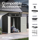 Suncast 6x5 Ft. Modernist Garden Shed, 200 Cu Ft Peppercorn Resin Shed with Floor, Lockable Doors, & Windows. Weatherproof Modern Resin Sheds & Outdoor Storage for Tools, Bikes, Lawn Mowers, & More