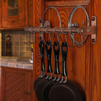 Dseap Pot Rack - Pots and Pans Hanging Rack Rail with 8 Hooks, Double Bars, Pot Hangers for Kitchen, Wall Mounted, Antique Copper