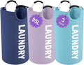 95L 3Pack Large Laundry Hamper, Foldable Laundry Basket with Handles, Dirty Clothes Basket in 600D Oxford Fabric, Clothes Hampers for Bedroom, Living Room, Bathroom, Purple + Navy Blue + Blue