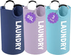 95L 3Pack Large Laundry Hamper, Foldable Laundry Basket with Handles, Dirty Clothes Basket in 600D Oxford Fabric, Clothes Hampers for Bedroom, Living Room, Bathroom, Purple + Navy Blue + Blue