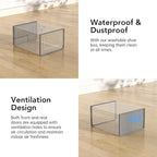 X-Large Shoe Storage Box, 15 Pack Clear Plastic Stackable Shoe Organizer for Closet, Interlocking Design Shoe Container Bins for Sneakers, Foldable Shoe Rack with Lids, Gray