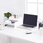 Amazon Basics Rectangular Plastic Desk Organizer Bundle, 3 Pieces Letter Tray/Accessory Tray, White