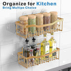 EUDELE Shower Caddy 2 Pack, Adhesive Organizer for Bathroom Storage, Home Decor & Kitchen, No Drilling, Rustproof Stainless Steel Shelf, Bathroom Decor Sets