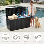 YITAHOME 60 Gallon Resin Deck Box, Weather Resistant Outdoor Rattan Storage Box, Lockable Indoor Outdoor Storage for Supplies and Essentials, Black