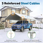 Quictent 10x20 ft Heavy Duty Car Canopy Galvanized Frame Carport Outdoor Party Tent Boat Shelter with 3 Reinforced Steel Cables - Gainsboro