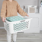 Sterilite Laundry Basket, Plastic Clothes Hamper, Large Rectangle Bin with Comfort Grip Handles and Reinforced Rim, 2 Bushel Capacity, White, 12 Pack