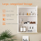 Medicine Cabinet, Over The Toilet Storage Cabinet, 24x30 Inch Wall Mount Bathroom Storage Cabinet with 2 Doors & Adjustable Shelves, Wooden Bathroom Wall Cabinet, White