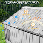 8 x 12 FT Resin Outdoor Storage Shed, All-Weather Plastic Garden Shed with Floor, Lockable Doors & Windows, Plastic Tool Shed for Poolside, Backyard, Patio