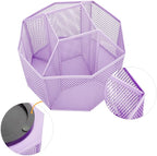 Annova Mesh Desk Organizer Rotate with 5 Compartments Spinning Tidy Candy/Pen Holder Office, Art Supply, Storage, Classroom, Home (Light Purple)