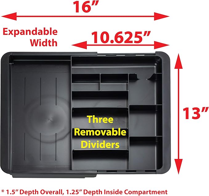 Officemate Recycled Expandable Drawer Tray, 10 3/8 W - 16 W, Black (26372)