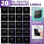 4 Pack Laundry Pods Container, Clear Laundry Room Organization Containers,Large Laundry Detergent Powder Storage Containers Black Wooden Lids & Labels, Acrylic Laundry Pods Holder for Scent Booster