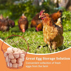 3 PCS 8" Red Round Wire Egg Baskets for Fresh Egg With Handle, Small Metal Collecting Basket for Gathering Fresh Eggs, Chicken and Duck Eggs Hunting Basket Egg-Holder Countertop