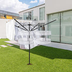Umbrella Clothesline Outdoor |165 Feet Heavy Duty Rotary Outdoor Umbrella Drying Rack with 4-Aluminum Arms and Steel Post 12-Lines | Adjustable Height & Retractable Clothes Drying Rack for Backyard