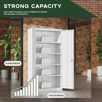 Greenvelly Metal Garage Storage Cabinet with Doors and Adjustable Shelves,72" Steel Lockable File Cabinet for Home Office,Garage,School(White,32" W x 16" D)