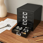 Office Storage Cabinet - File Cabinet Mini 5 Tier Metal File Organizer Document Organizer, for Home, Office, Desk (Black)
