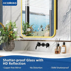 16x24 Inch Mirror Medicine Cabinet for Bathroom Gold Metal Frame Bathroom Medicine Cabinet with Mirror Recessed or Wall Mounted