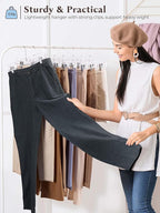 HOUSE DAY Clear Pants Hangers with Clips 200 Pack, Non-Slip Plastic Skirt Hanger with Adjustable Clips, Slim Clip Hangers for Pants, Skirts, Shorts, 14" Clear Hanger, 360-Rotating Swivel Hook