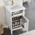 20 in Small Bathroom Vanity with Sink,Soft Closing Door,Tilt-Out Drawer and Adjustable Shelf,Solid Wood Modern Single Bathroom Sink Cabinet,Freestanding (White)