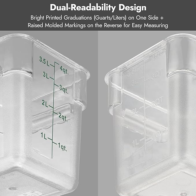 CURTA 8-Pack 12 Qt NSF Clear Polycarbonate Food Storage Containers with Blue Lids - Square, Commercial-Grade, Freezer & Dishwasher Safe, Stackable