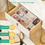 Desk Drawer Organizer Tray, 4 Pack Expandable Drawer Organizer with Dividers Adjustable, Bathroom Organizer Bins for Junk, Office, Makeup, Kitchen Utensil