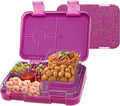 Bento Lunch Box for Kids, Plastic Lunch Box Case 5/6 Tritan Compartments, BPA free, Ideal Portion Sizes for On-the-Go Meal, Shiny Rose and Clear