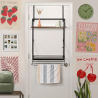 Honey-Can-Do Wall-Mount or Over-The-Door Compact Collapsible Drying Rack with Extra Shelf, Black & Walnut