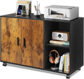 DEVAISE Office Storage Cabinet with Doors and Shelves, Lateral Printer Stand for Office Supplies and File Storage, Filing Cabinet for Home Office, Rustic Brown