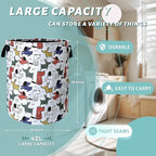 Cute Cartoon Animal Dogs Laundry Basket Foldable With Handles Tote Bag Oxford Cloth Funny Dog Laundry Hamper Clothes Storage Bucket Toy Organizer 18.9" x16.5" For Bathroom/Laundry/Bedroom