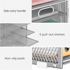 Lavatino 2 Pack 8-Tier Office Desk File Organizer, Letter Tray Paper Organizer with Handle, Including 5 Adjustable Slide Trays for Organizing Desk Workspace Accessories and Supplies (Silver Mesh)