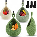 Honeydak Boho Decor Hanging Wall Baskets for Kitchen 3 Pack Teardrop Baskets with Hooks Storage Fruit Onion Vegetable Potato for Home 3 Sizes