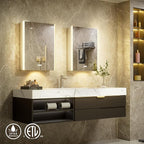 20x26 LED Bathroom Medicine Cabinet Mirror with Smart Night Lamp, Surface or Recessed Fogless Lighted Medicine Cabinet Mirror with Outlet &Clock,Built-in Sensor Light& Soft-Close Right-Hinge