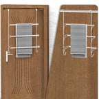 AULEDIO Adjustable Over The Door Triple Towel Rack with Hooks,White