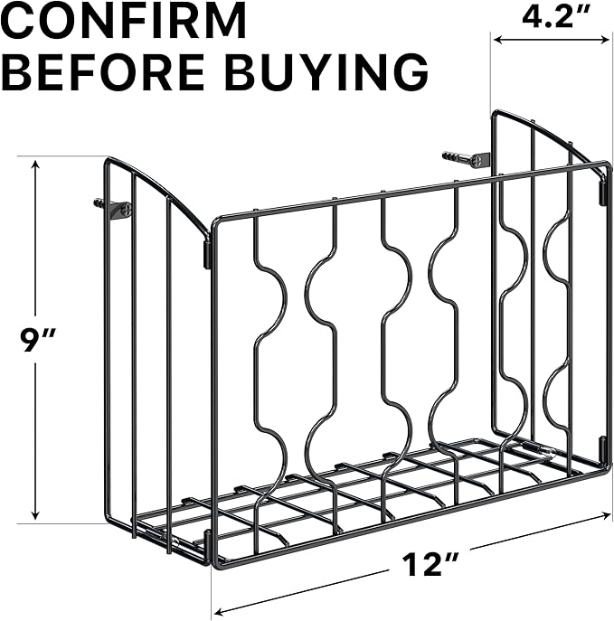 Simple Houseware Wall Door Mount Kitchen Wrap Organizer Rack, Black