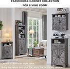 ACCOHOHO Corner Bathroom Cabinet, Farmhouse Small Corner Cabinet with Barn Door & Adjustable Shelf, Storage Cabinets for Bathroom, Kitchen, Living Room, Grey Wash