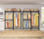 VIPEK V4 Heavy Duty Clothing Rack for Hanging Clothes 810lbs Load Capacity, Double Rod Garment Rack with Adjustable Shelves & Side Hooks, Metal Wardrobe Closet System Easy to Assemble, (Black)