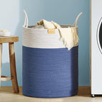 Laundry Hamper 62L,Large Laundry Basket for Clothes,Decorative Storage Basket for Blankets,Cotton Rope Woven basket for bedroom,Navy Blue