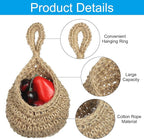 PATIKIL Hanging Fruit Baskets for Kitchen, Mini Size Teardrop Home Decor Storage Hand-Woven Wall Hanging Basket for Garlic Potato Vegetable, Brown