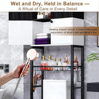 Over-The-Toilet Storage Rack, 4-Tier Bathroom Organizer Shelf Over Toilet with Barn Doors Cabinet and Basket, Freestanding Space Saver Bathroom Shelves with Paper Holder Above Toilet (Black & White)