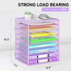 9 Tier Paper Organizer with Handle, Purple Large Capacity Desk Organizer Mesh File Folder Letter Paper Tray Desktop Document Sorter for Classroom, School, and Office Accessories Organization