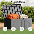 Outdoor Storage Box - 30 Gallon Waterproof Resin Deck Box, Lockable Patio Storage Bench for Package Delivery, Cushions & Garden Tools, UV Resistant (Grey)