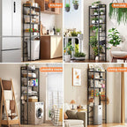 Over-The-Toilet Storage Rack, 4-Tier Bathroom Organizer Shelf Over Toilet with Adjustable Shelf and Basket, Freestanding Space Saver Bathroom Shelves Above Toilet for Room (Oak Gray)