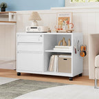 MIIIKO File Cabinet 3 Drawer, White Filing Cabinets with Shelf, Home Office Rolling File Storage Cabinet with Lock, Metal Printer Stand with Casters Office Storage A4, Letter Legal File Folders